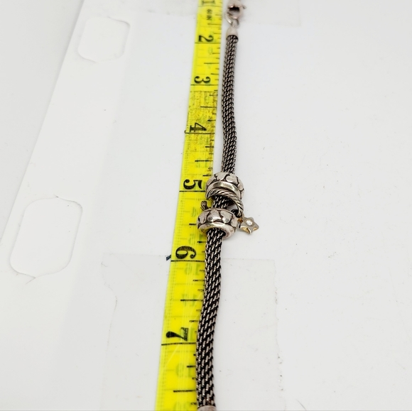 Brighton Silver Plated Mesh Charm Bracelet 8" W Heart Bead & Star Charm Bev Glam - Picture 4 of 4